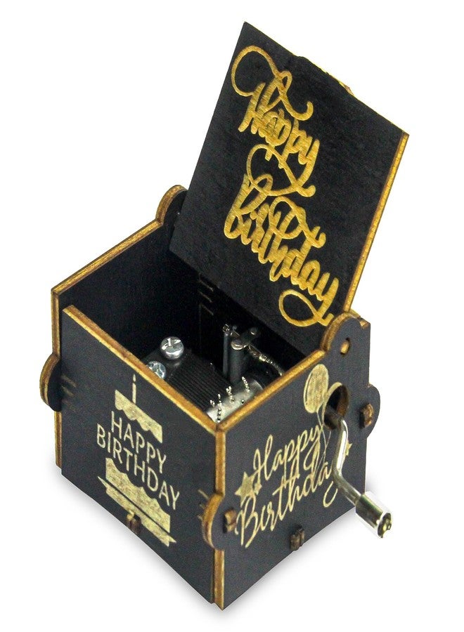 SHIMPLA Happy Birthday Music Box - Hand Crank Engraved Vintage Wooden Musical Box Gift | 18-Note Mini Hand-Operated Music Player | Collectible Keepsake for Birthdays & Special Occasions (Compact Design) - Image 2